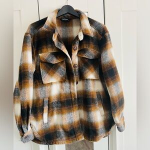 Cozy Plaid Button Down Shirt - Brown and Black